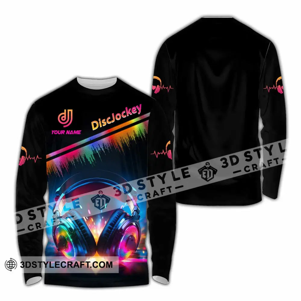 Unisex Shirt - Custom Text Disc Jockey Long Sleeve / S T-Shirt