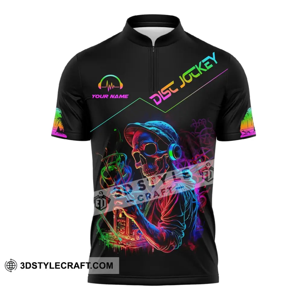 Unisex Shirt - Custom Text Disc Jockey Zipper Polo / S T-Shirt