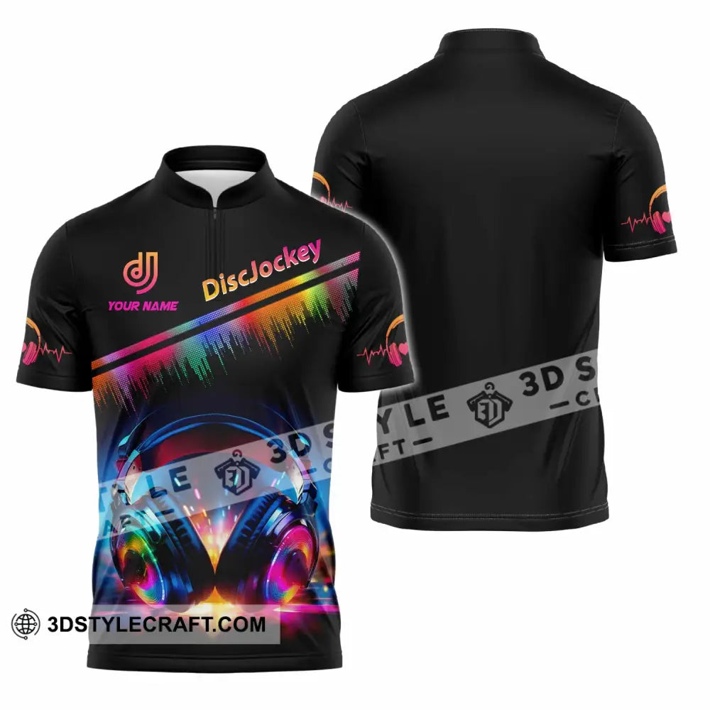 Unisex Shirt - Custom Text Disc Jockey Zipper Polo / S T-Shirt