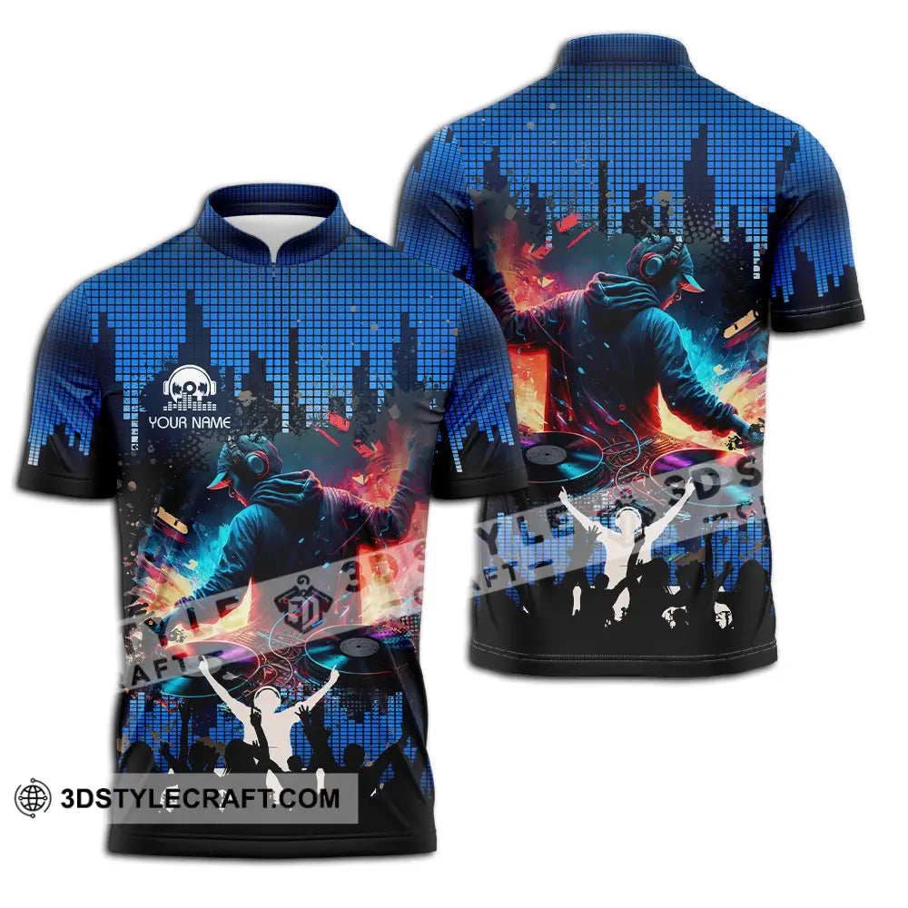 Unisex Shirt - Custom Text Disc Jockey Zipper Polo / S T-Shirt