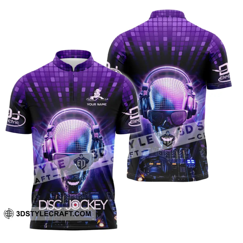 Unisex Shirt - Custom Text Shirt Disc Jockey Zipper Polo Shirt / S T-shirt