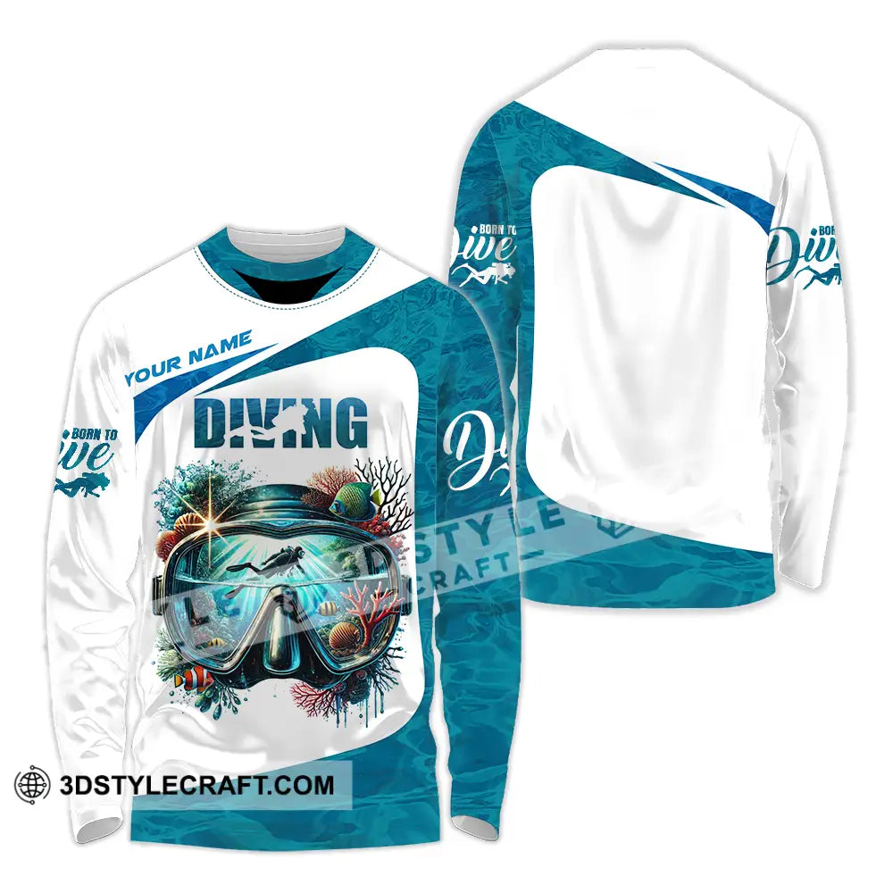 Unisex Shirt - Custom Text Diving Long Sleeve / S T-Shirt