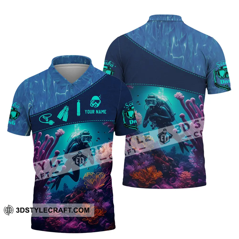 Unisex Shirt - Custom Text Shirt Diving Polo Shirt / S T-shirt