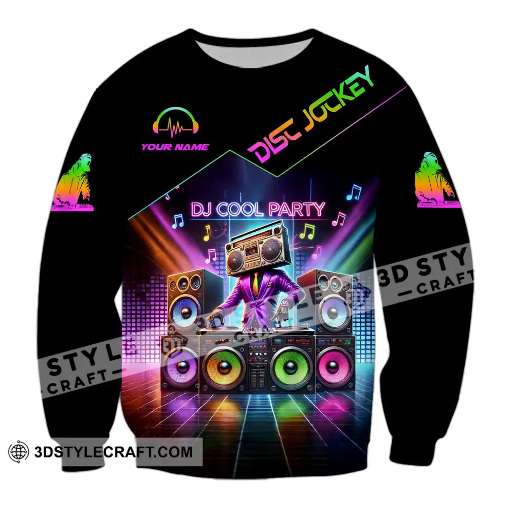 Unisex Shirt - Custom Text Dj Cool Party Long Sleeve / S T-Shirt