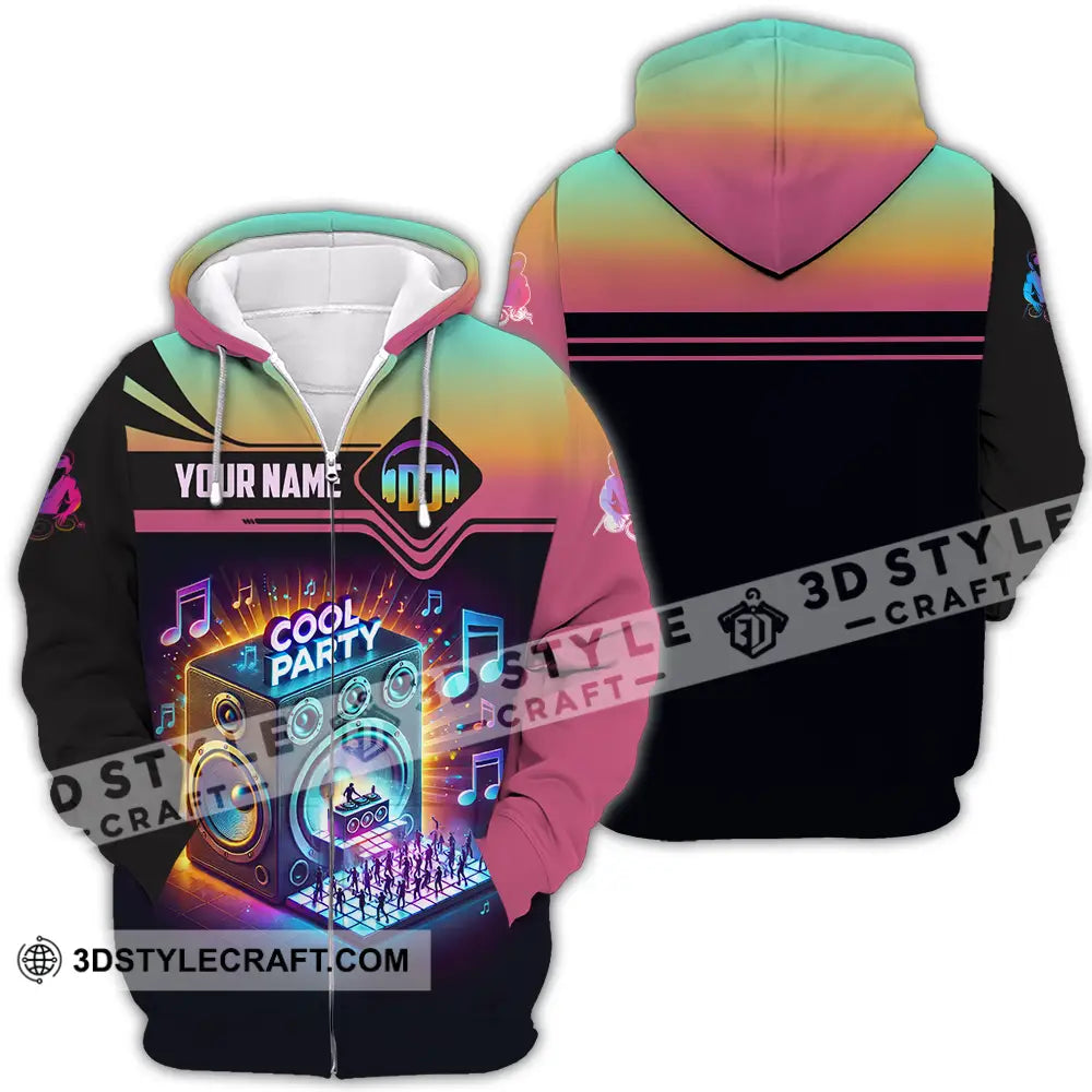 Unisex Shirt - Custom Text Dj Cool Party Zipper Hoodie / S T-Shirt