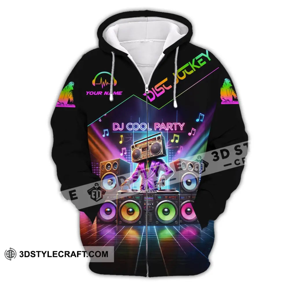 Unisex Shirt - Custom Text Dj Cool Party Zipper Hoodie / S T-Shirt