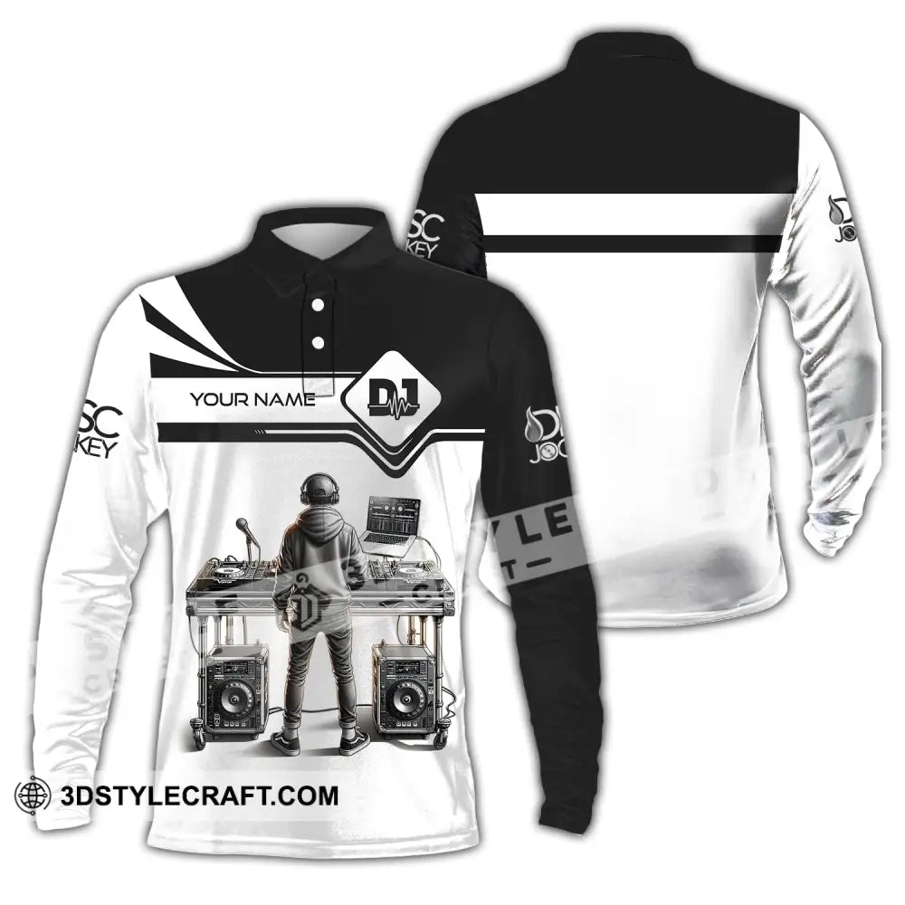 Unisex Shirt - Custom Text Dj Long Sleeve Polo / S T-Shirt