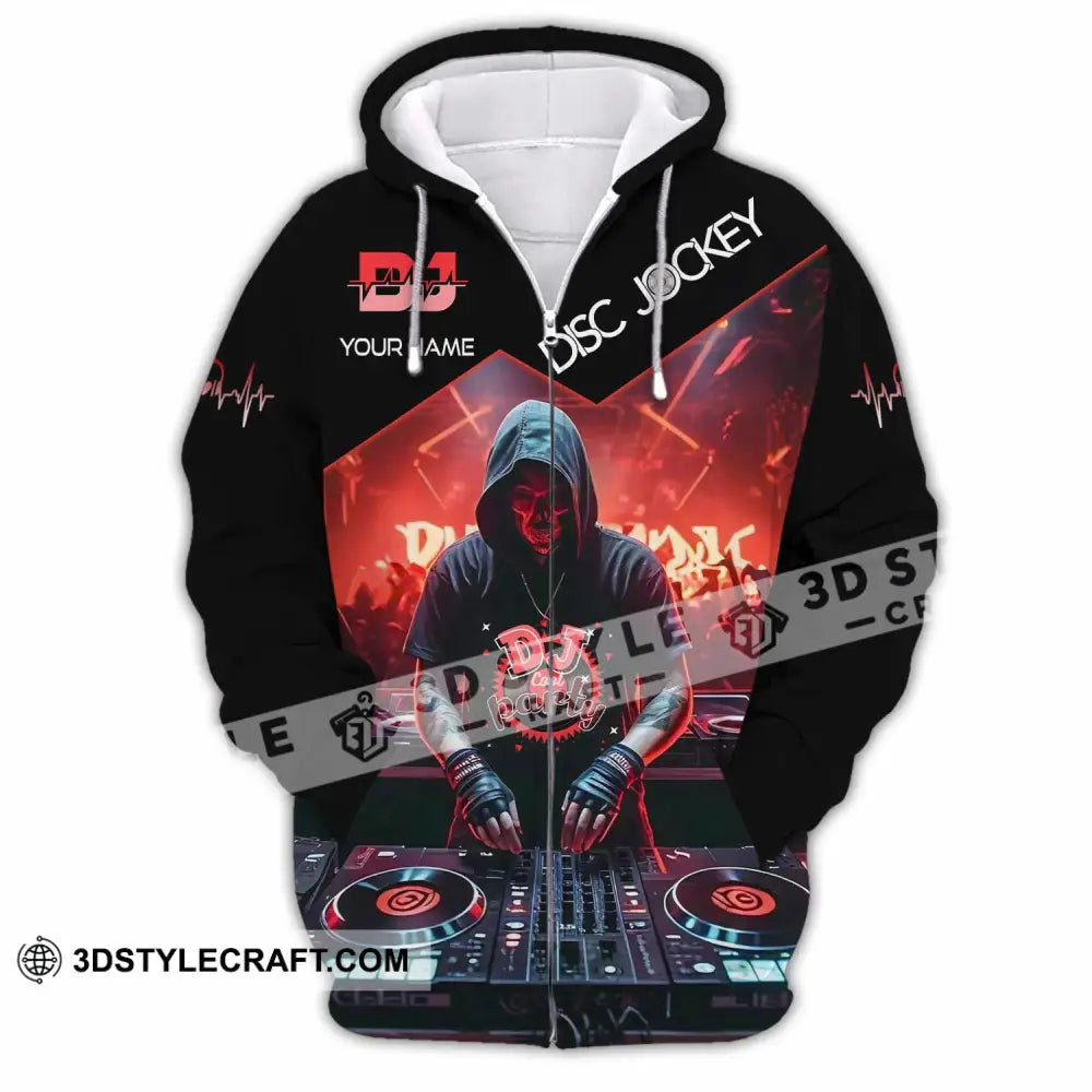 Unisex Shirt - Custom Text Dj Zipper Hoodie / S T-Shirt
