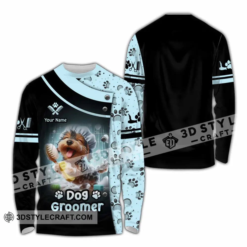Unisex Shirt - Custom Text Shirt Dog Groomer Shirt Long Sleeve Shirt / S T-shirt