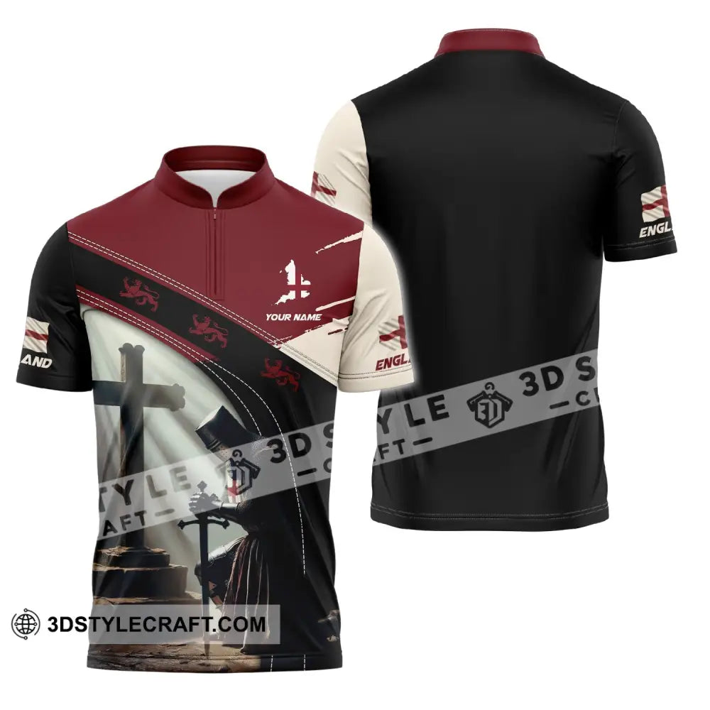 Unisex Shirt - Custom Text England Guardian Zipper Polo / S T-Shirt