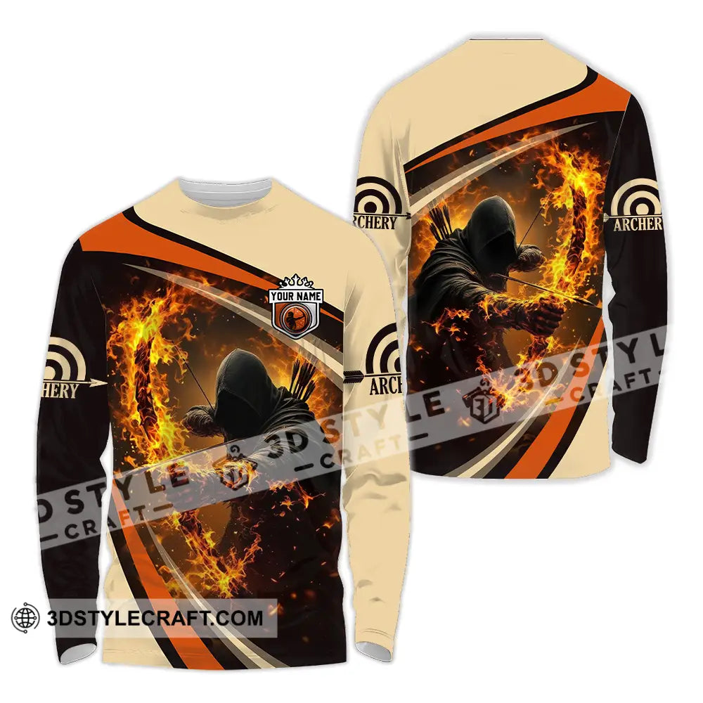 Unisex Shirt - Custom Text Fire Archery Long Sleeve / S T-Shirt
