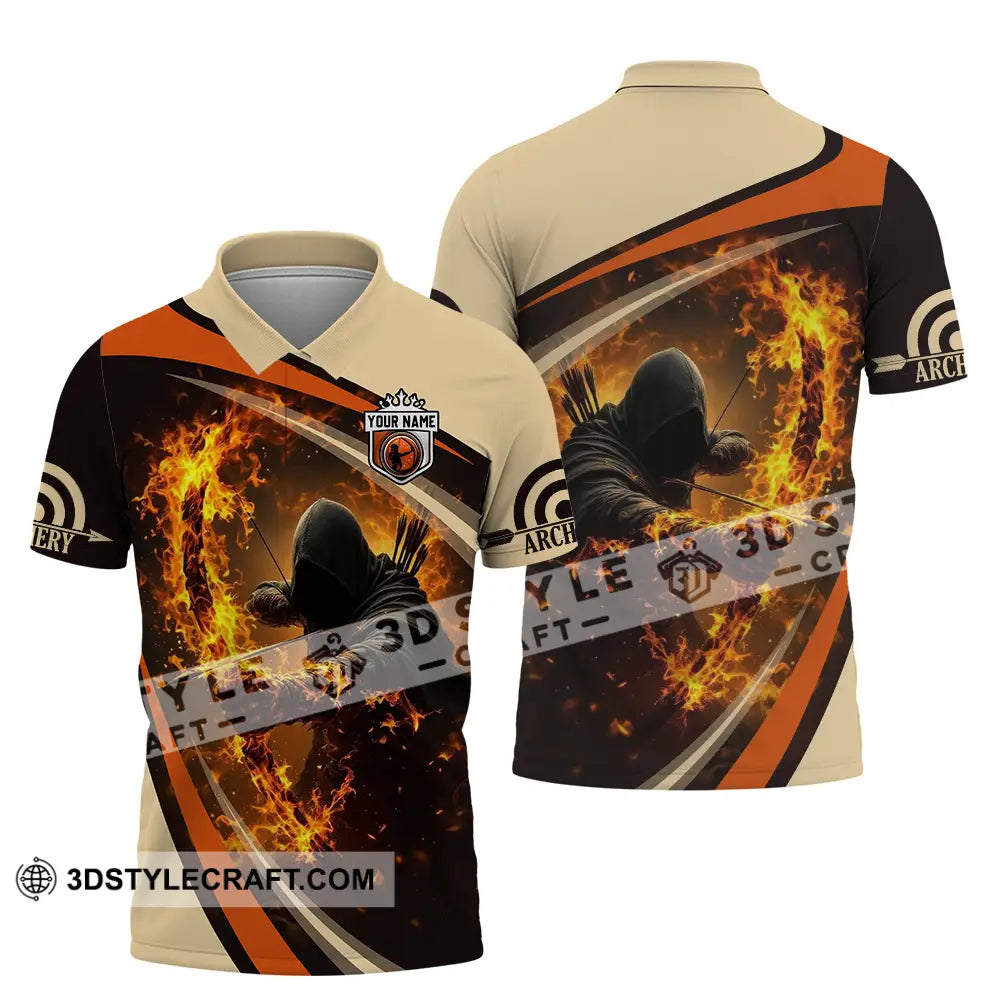 Unisex Shirt - Custom Text Fire Archery Polo / S T-Shirt