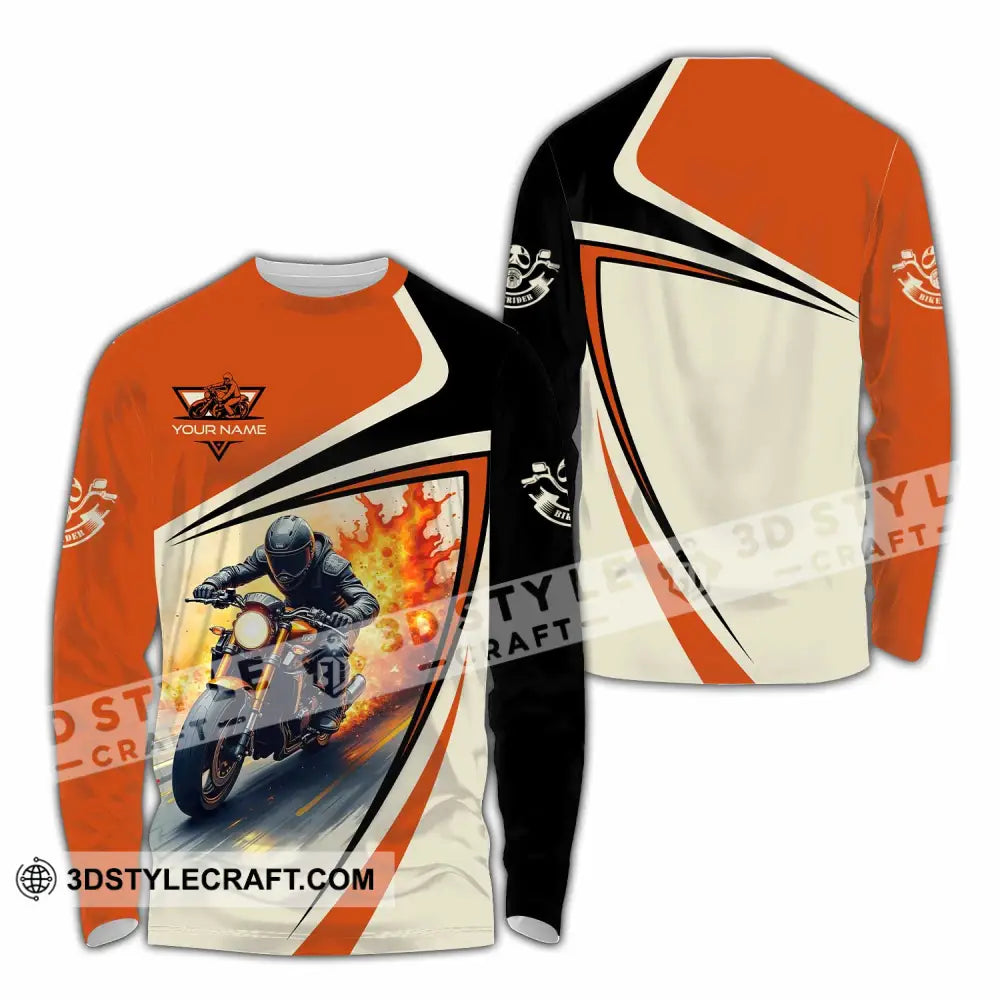Unisex Shirt - Custom Text Shirt Fire Biker Rider Shirt Long Sleeve Shirt / S T-shirt