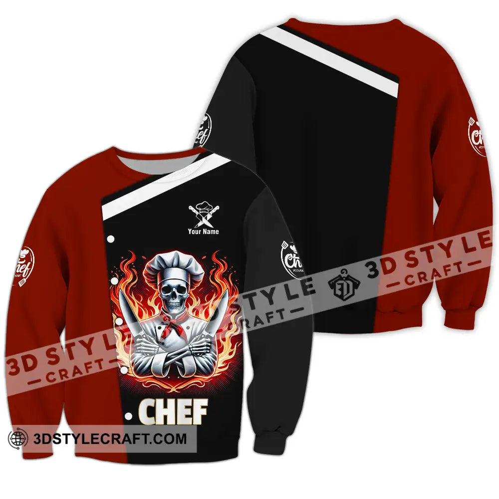 Unisex Shirt - Custom Text Fire Chef Long Sleeve / S T-Shirt