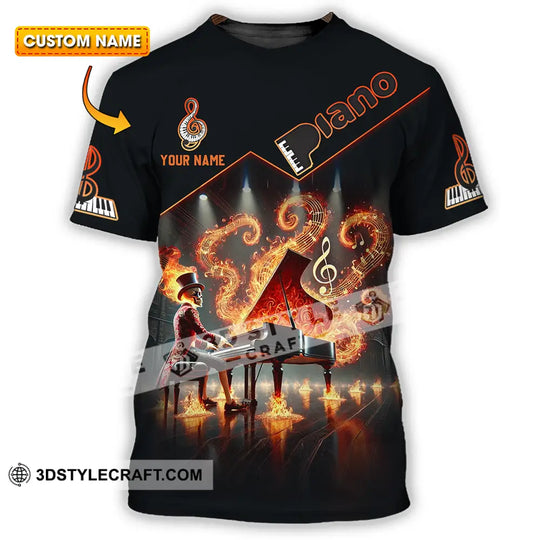 Unisex Shirt - Custom Text Shirt Fire Piano style option 1