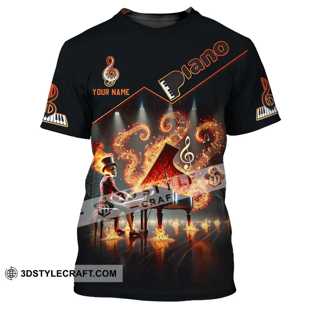 Unisex Shirt - Custom Text Fire Piano T-Shirt / S T-Shirt