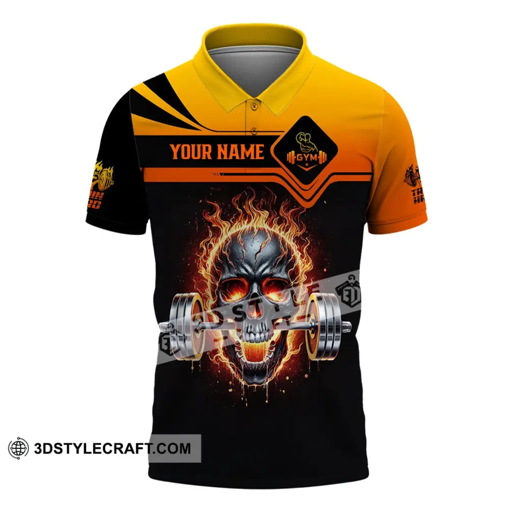 Unisex Shirt - Custom Text Fire Skullcap Polo / S T-Shirt