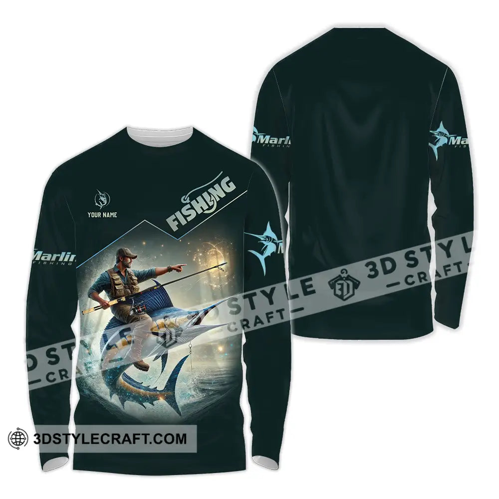 Unisex Shirt - Custom Text Fishing Long Sleeve / S T-Shirt