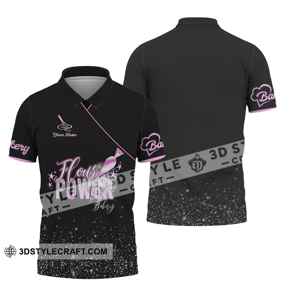 Unisex Shirt - Custom Text Shirt Flour Power Bakery Polo Shirt / S T-shirt