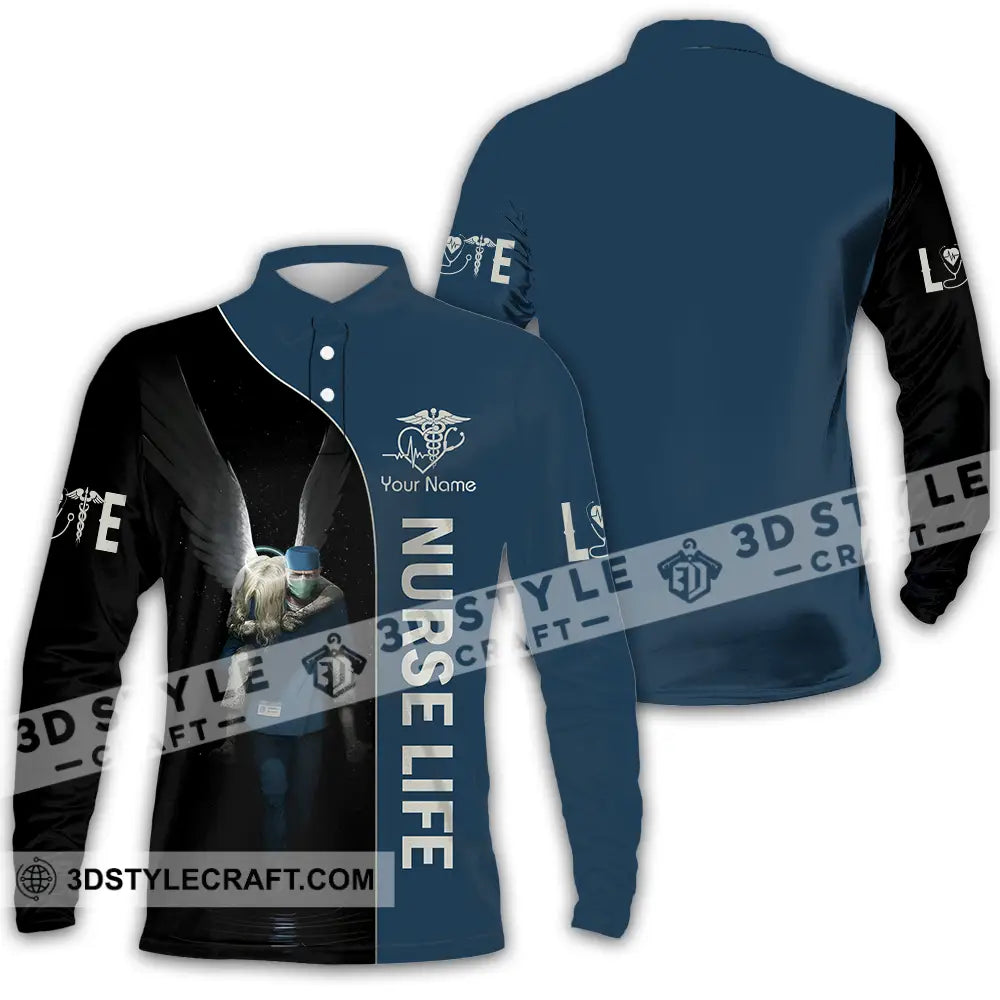 Unisex Shirt - Custom Text Shirt For Nurse Nurselife Nursing Long Sleeve Polo / S T-shirt