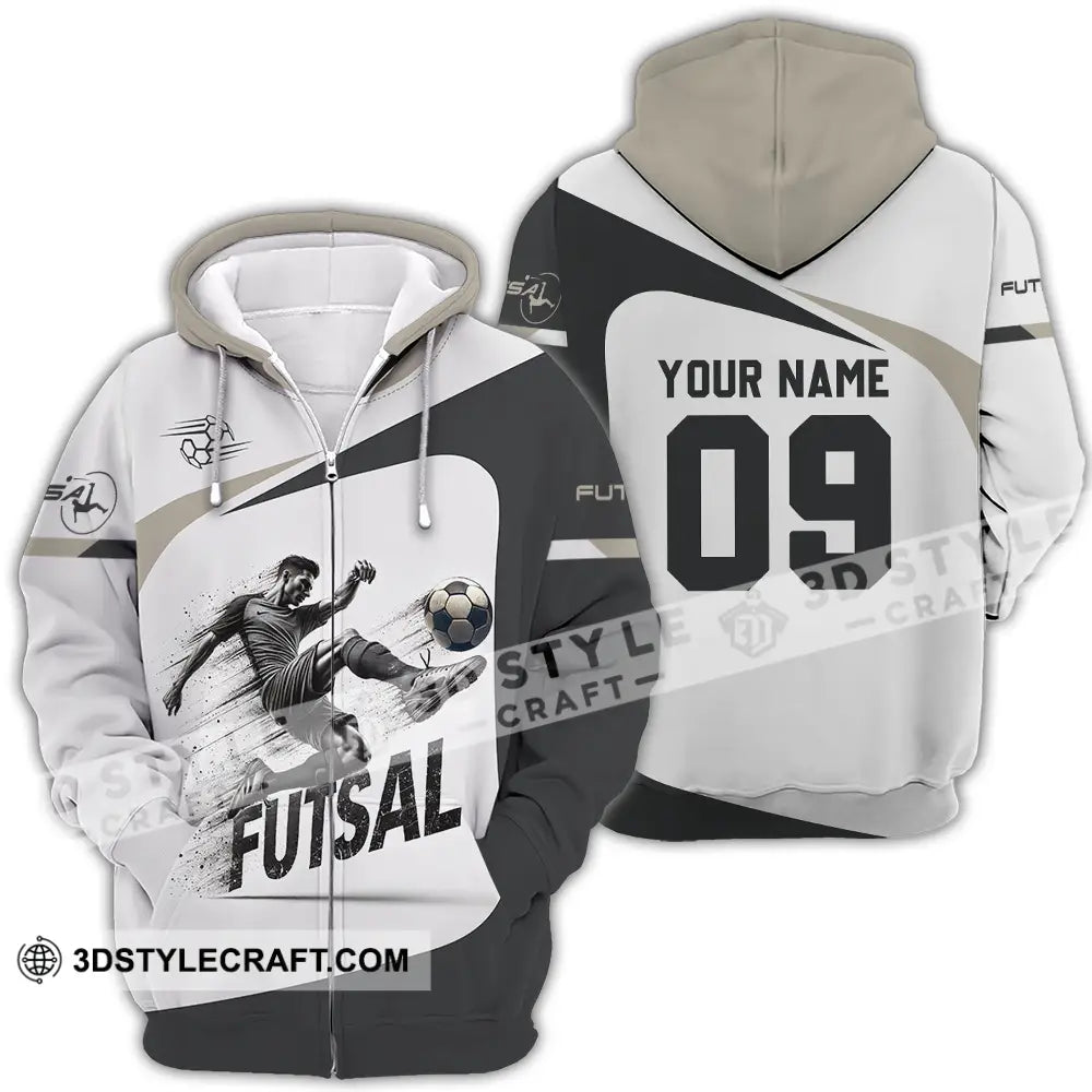Unisex Shirt - Custom Text Futsal Zipper Hoodie / S T-Shirt