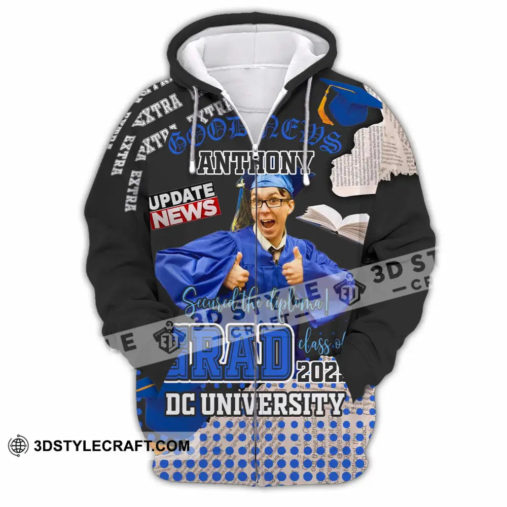 Unisex Shirt - Custom Text Shirt Grad Shirt Zipper Hoodie / S T-shirt