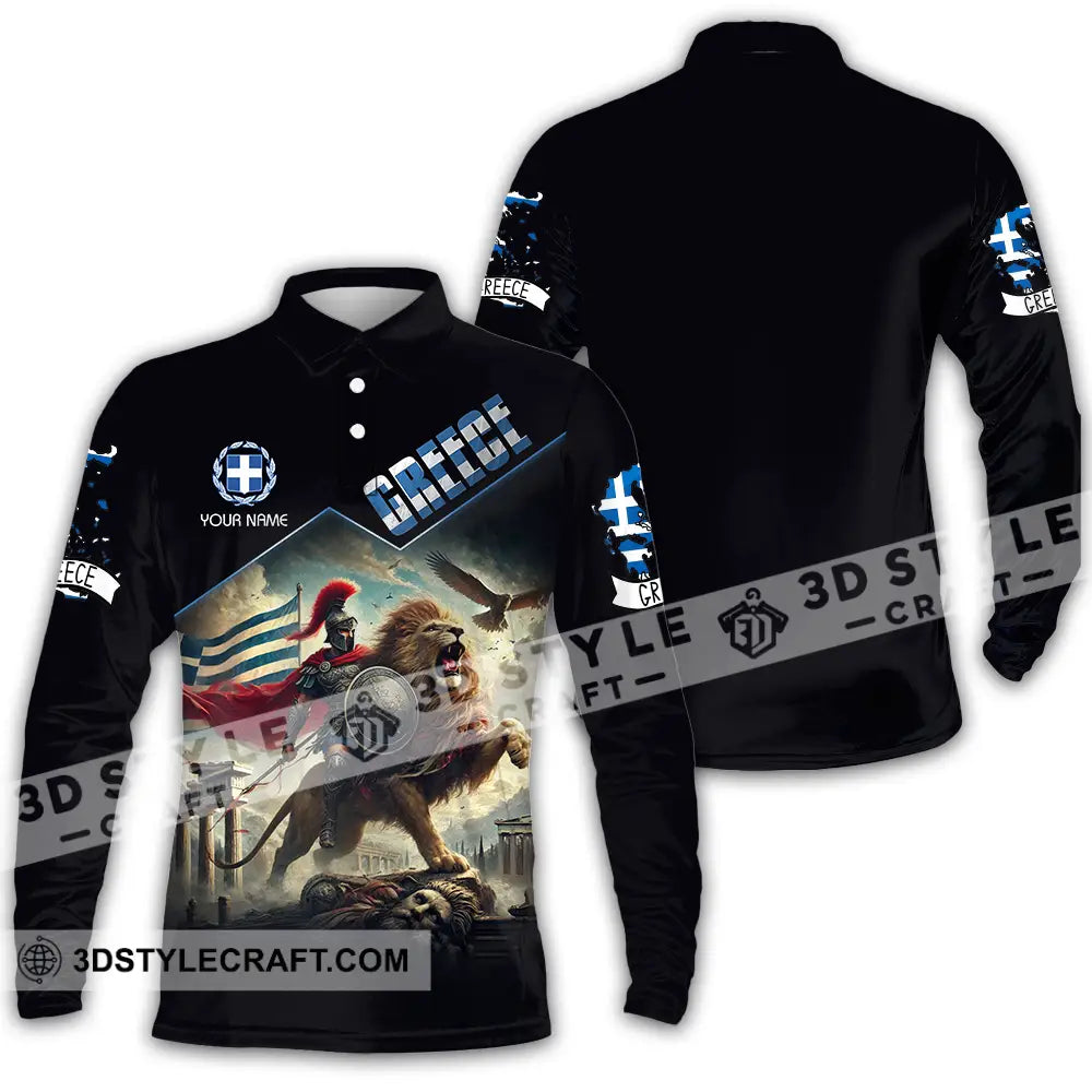 Unisex Shirt - Custom Text Greece Long Sleeve Polo / S T-Shirt