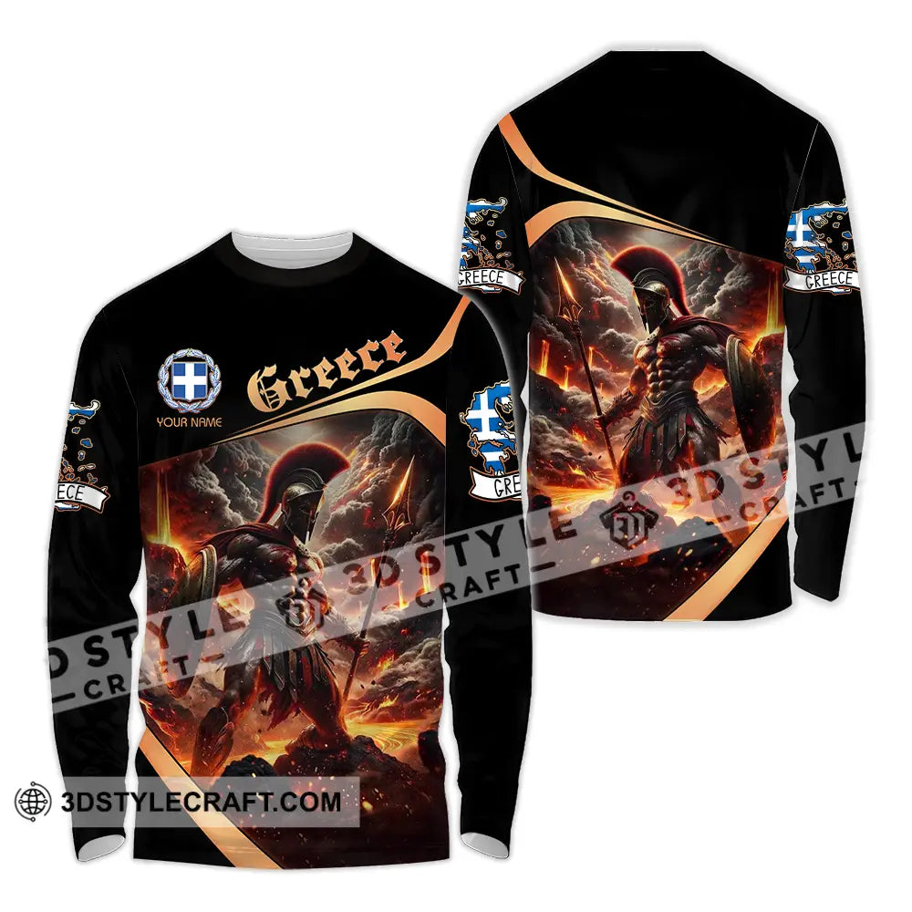 Unisex Shirt - Custom Text Greece Long Sleeve / S T-Shirt