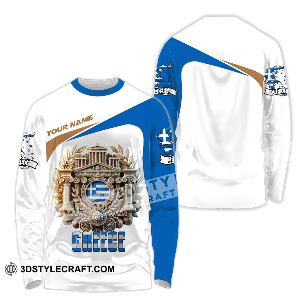 Unisex Shirt - Custom Text Greece Long Sleeve / S T-Shirt