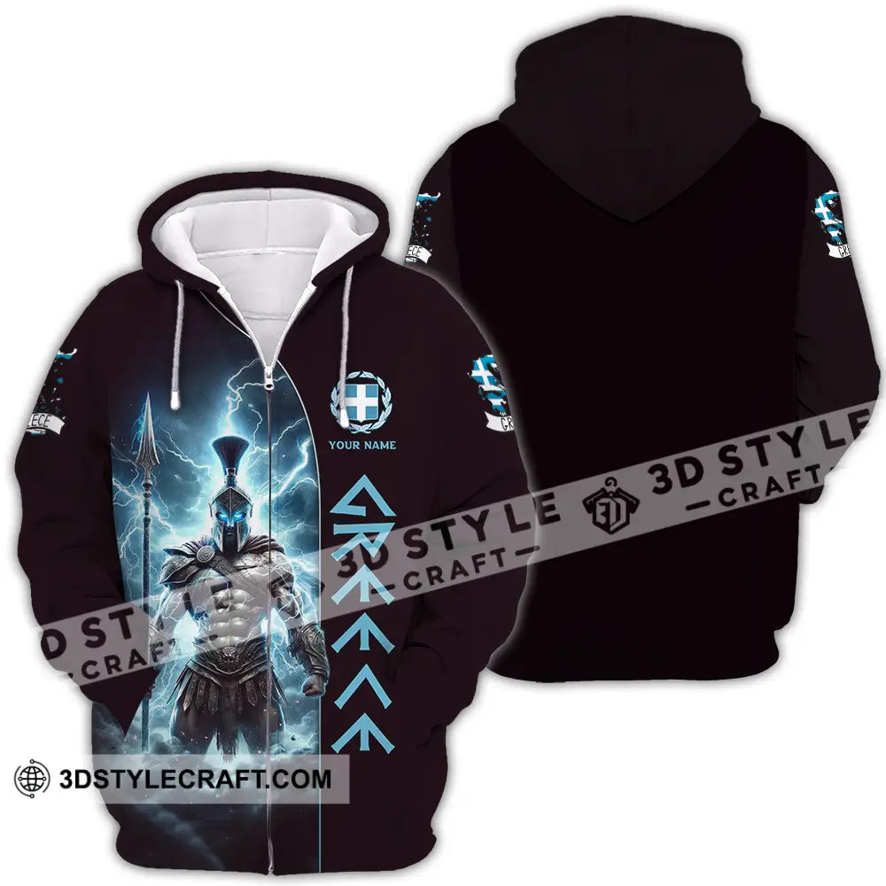 Unisex Shirt - Custom Text Greece Zipper Hoodie / S T-Shirt