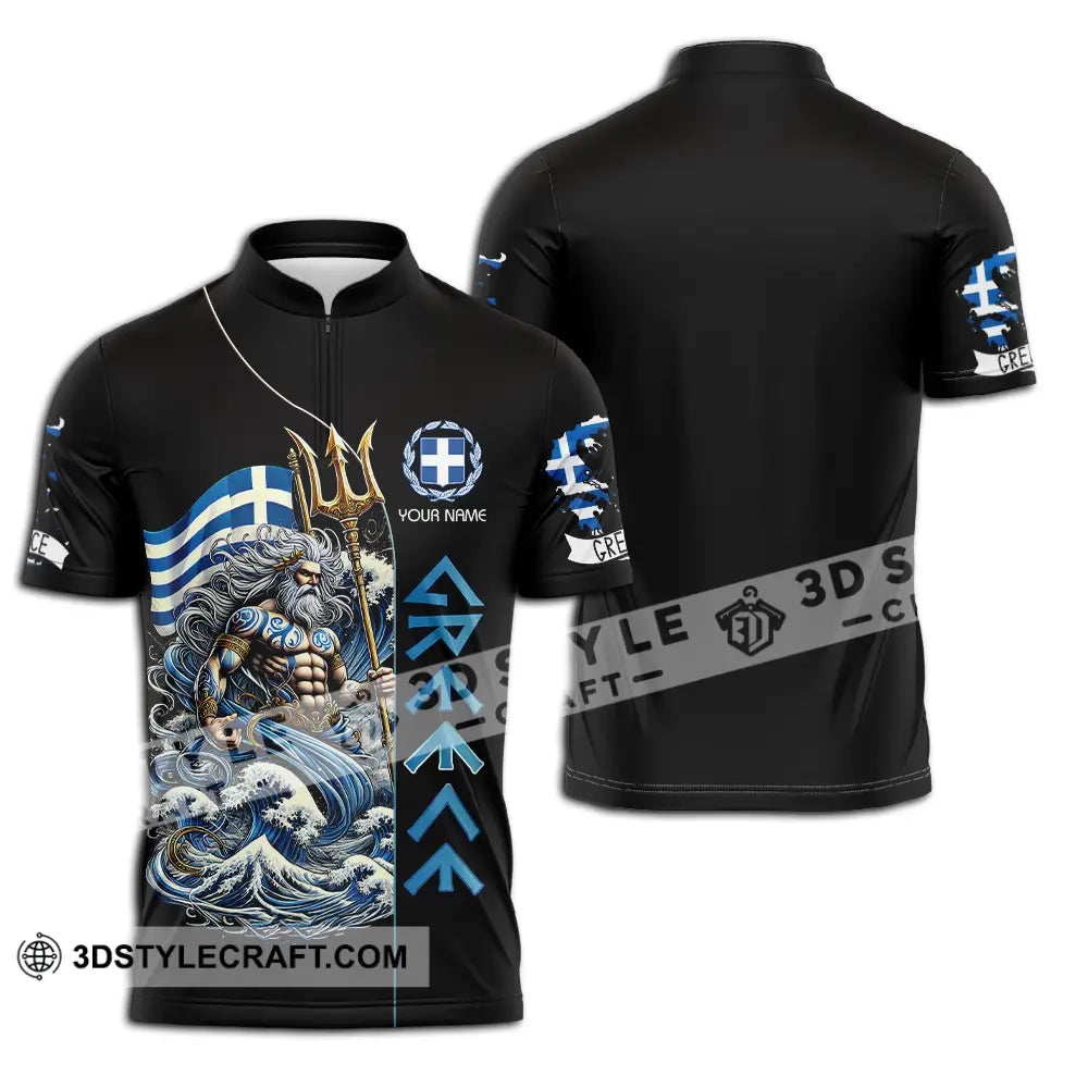 Unisex Shirt - Custom Text Greece Zipper Polo / S T-Shirt