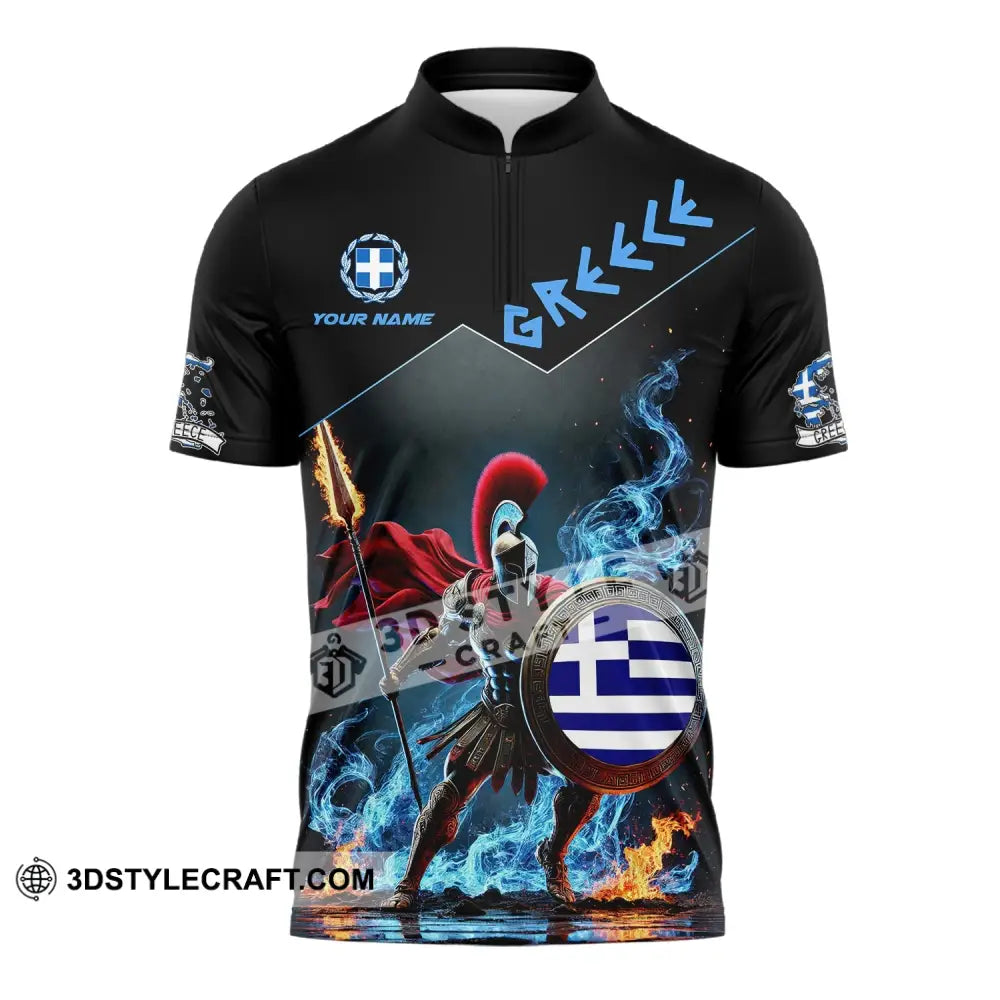 Unisex Shirt - Custom Text Greece Zipper Polo / S T-Shirt