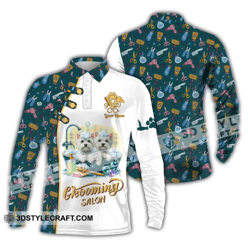 Unisex Shirt - Custom Text Shirt Groom Salon Shirt Long Sleeve Polo / S T-shirt