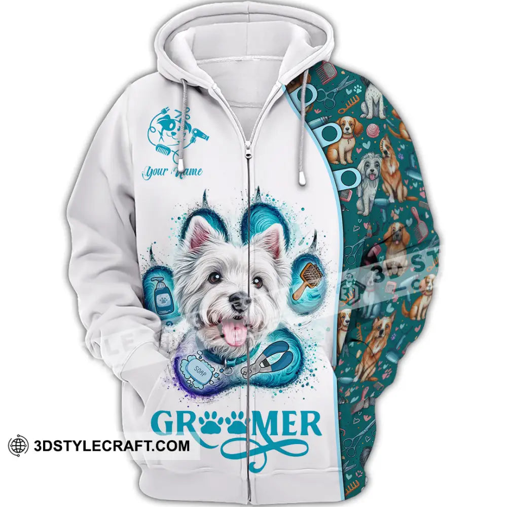 Unisex Shirt - Custom Text Shirt Groomer Shirt Zipper Hoodie / S T-shirt