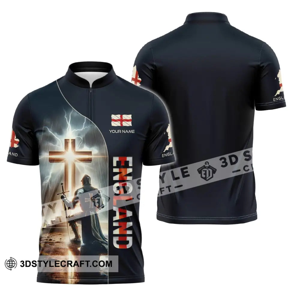 Unisex Shirt - Custom Text Guardian Of England Zipper Polo / S T-Shirt
