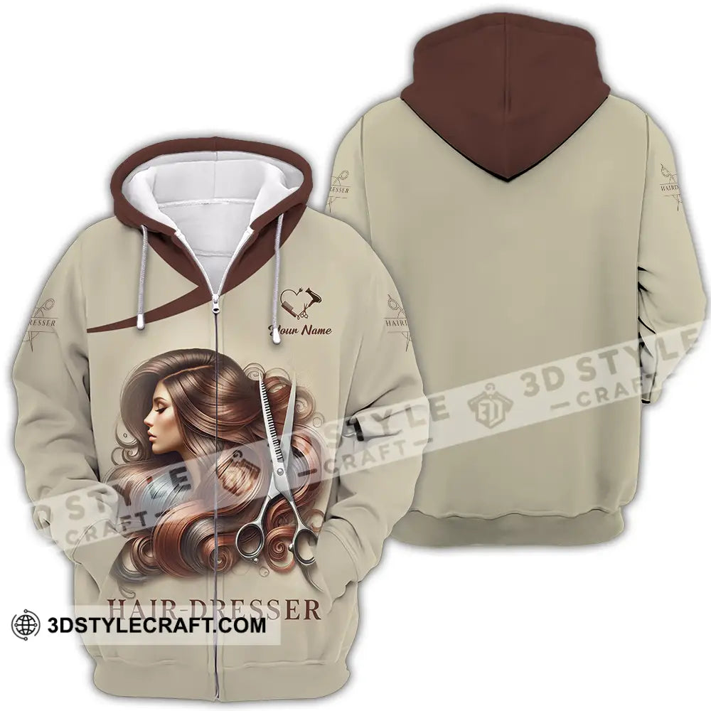 Unisex Shirt - Custom Text Hair Dresser Zipper Hoodie / S T-Shirt