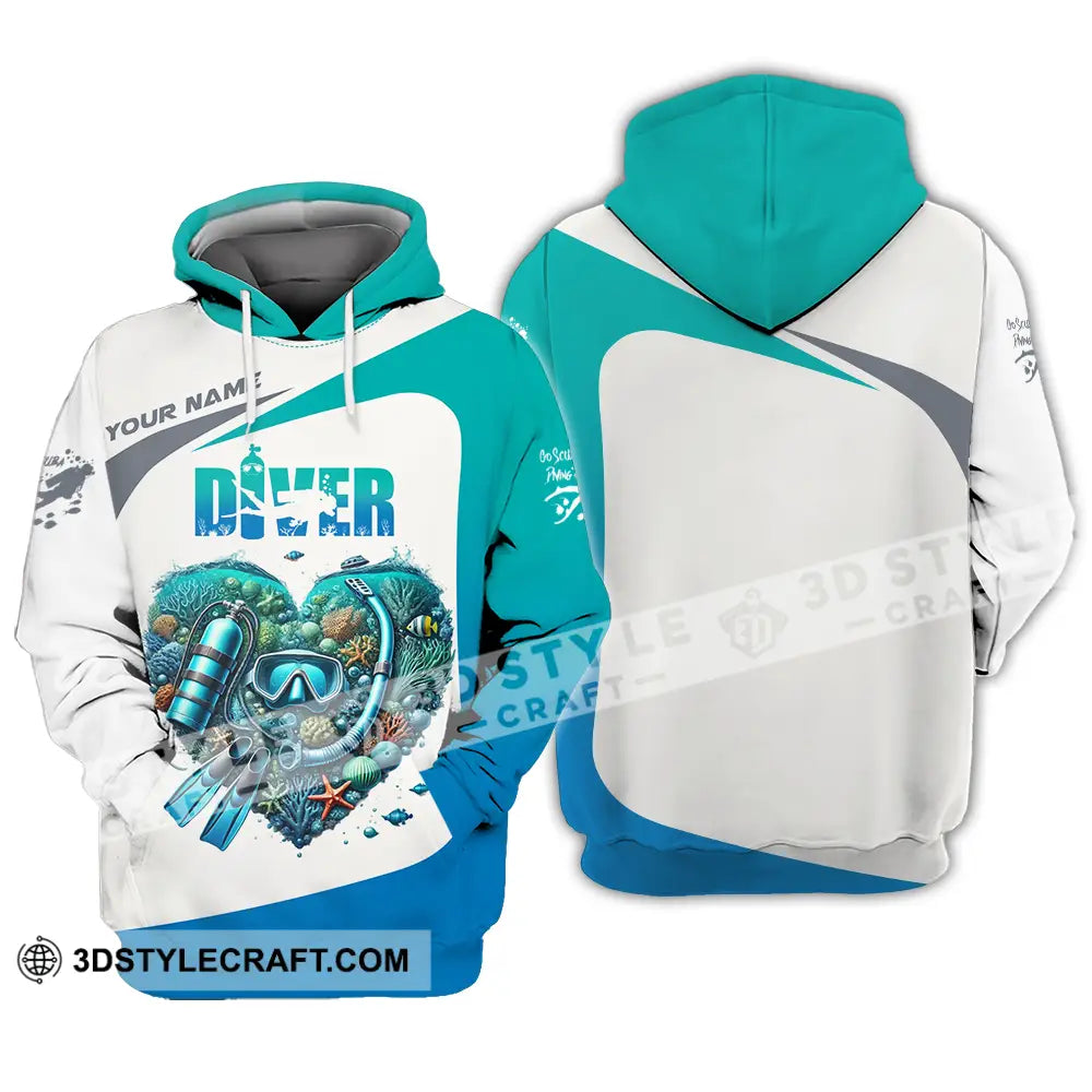 Unisex Shirt - Custom Text Heart Of Diver Hoodie / S T-Shirt