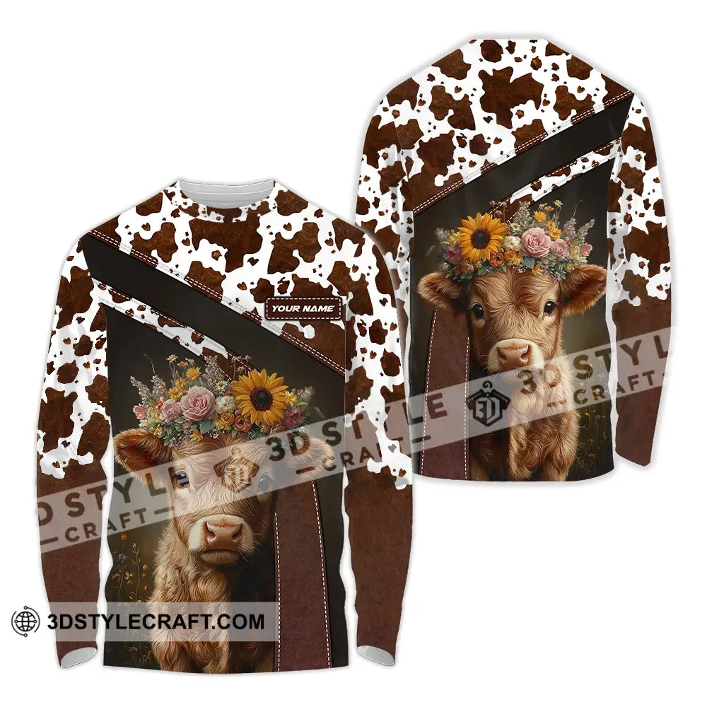 Unisex Shirt - Custom Text Shirt Highland Cow Shirt Long Sleeve Shirt / S T-shirt