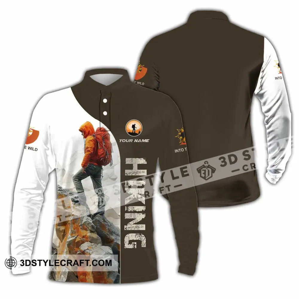 Unisex Shirt - Custom Text Shirt Hiking Shirt Long Sleeve Polo / S T-shirt