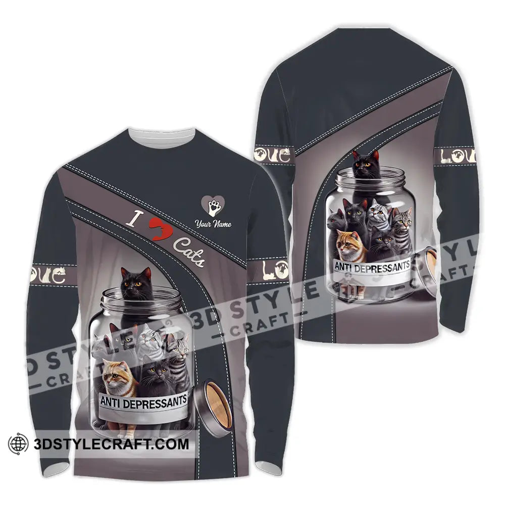 Unisex Shirt - Custom Text Shirt I Love Cat Shirt Long Sleeve Shirt / S T-shirt