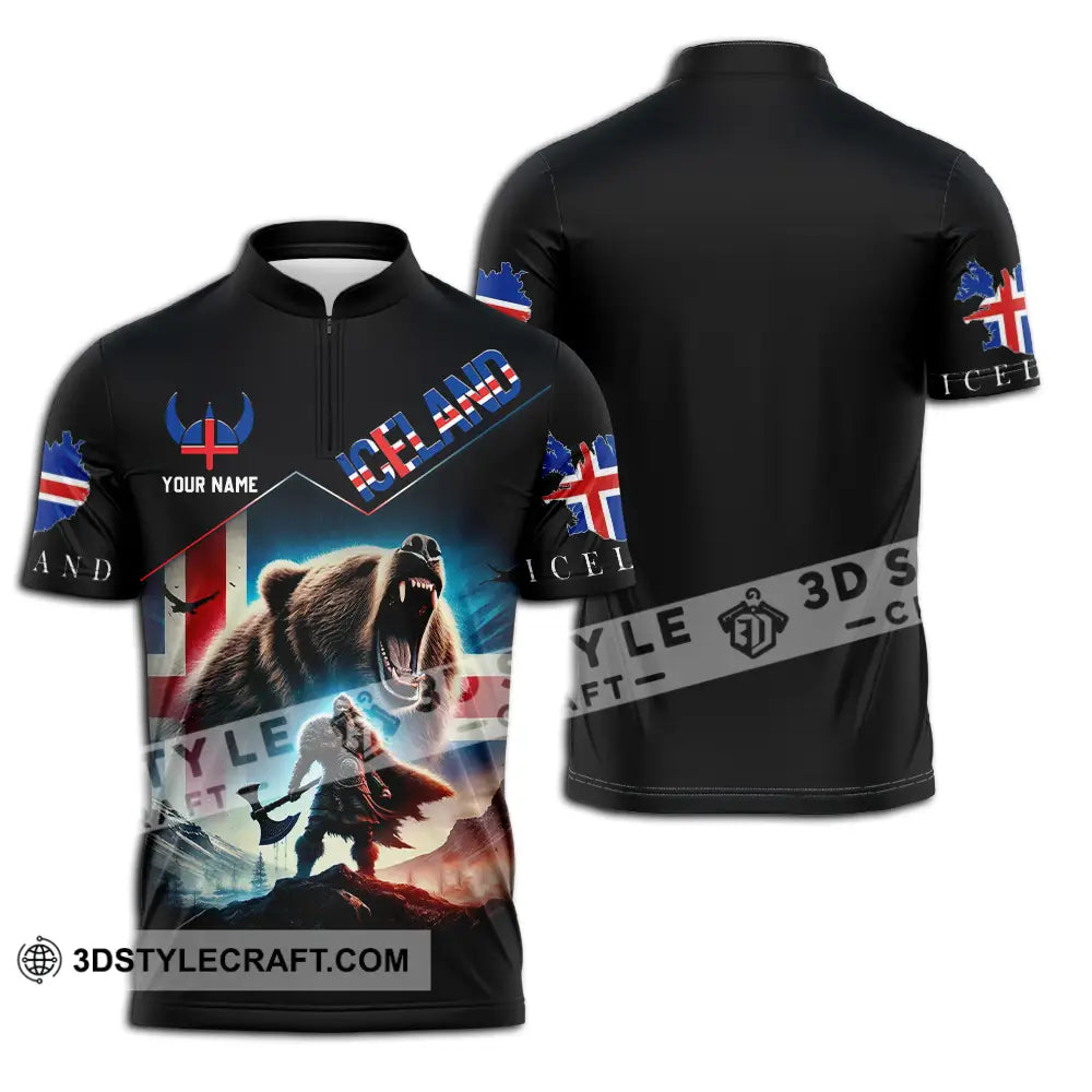 Unisex Shirt - Custom Text Iceland Zipper Polo / S T-Shirt