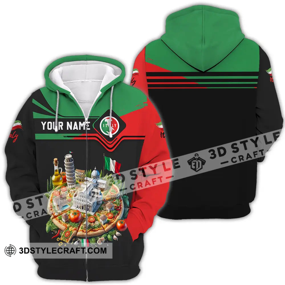 Unisex Shirt - Custom Text Shirt Italy Shirt Zipper Hoodie / S T-shirt