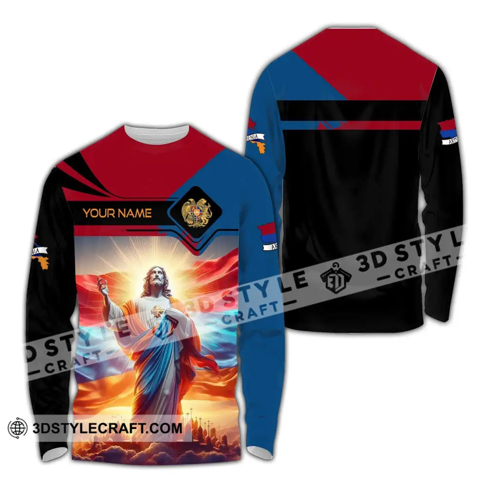 Unisex Shirt - Custom Text Jesus Armenia Long Sleeve / S T-Shirt