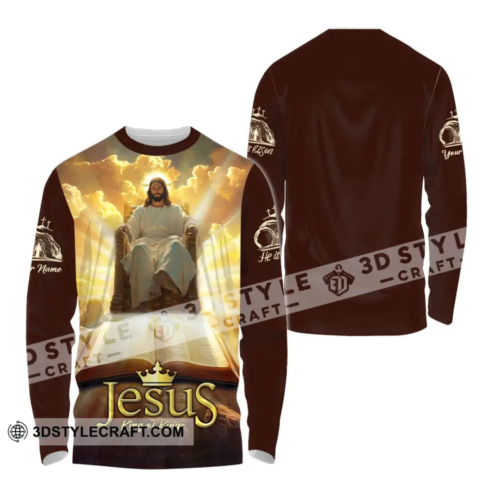 Unisex Shirt - Custom Text Jesus King Of Kings Long Sleeve / S T-Shirt