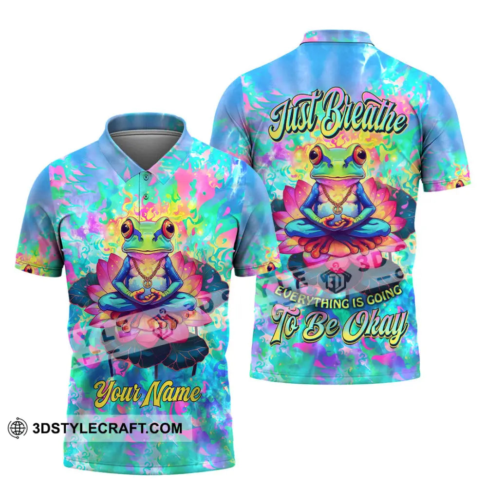 Unisex Shirt - Custom Text Shirt Just Breathe Everything Is Going To Be Okay Hippie Shirt Polo Shirt / S T-shirt