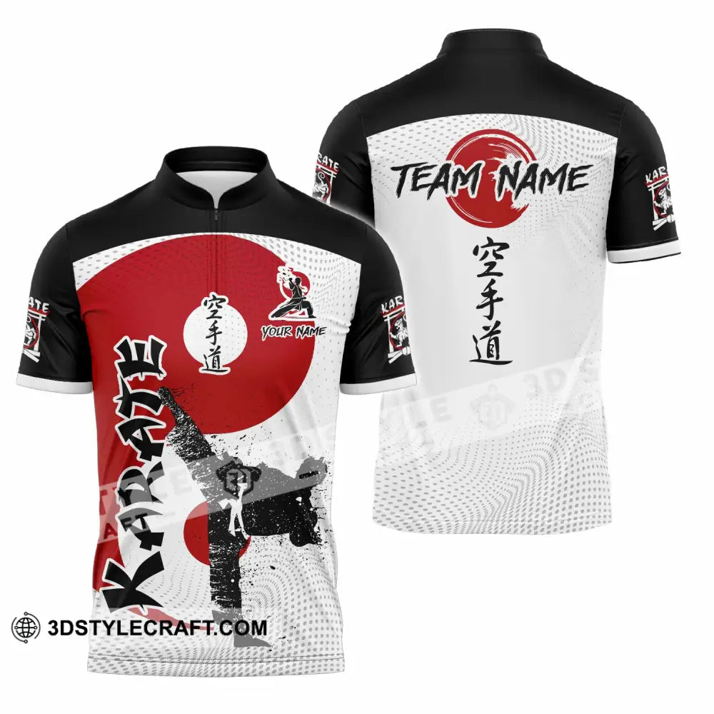 Unisex Shirt - Custom Text Shirt Karate Shirt Zipper Polo Shirt / S T-shirt