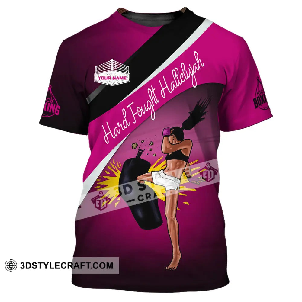 Unisex Shirt - Custom Text Kick Boxing Hard Fought Hallelujah T-Shirt / S T-Shirt