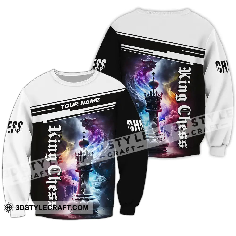 Unisex Shirt - Custom Text King Chess Long Sleeve / S T-Shirt