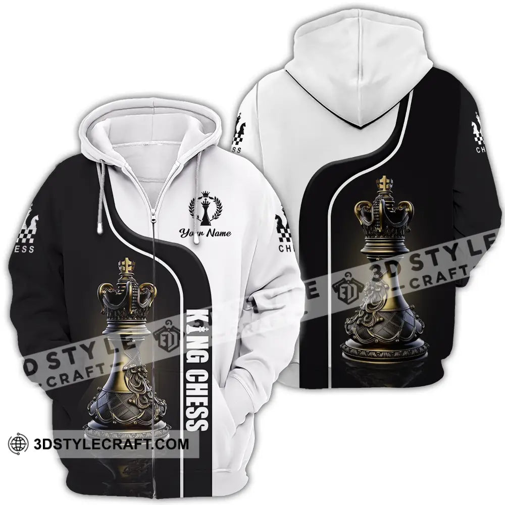 Unisex Shirt - Custom Text King Chess Zipper Hoodie / S T-Shirt