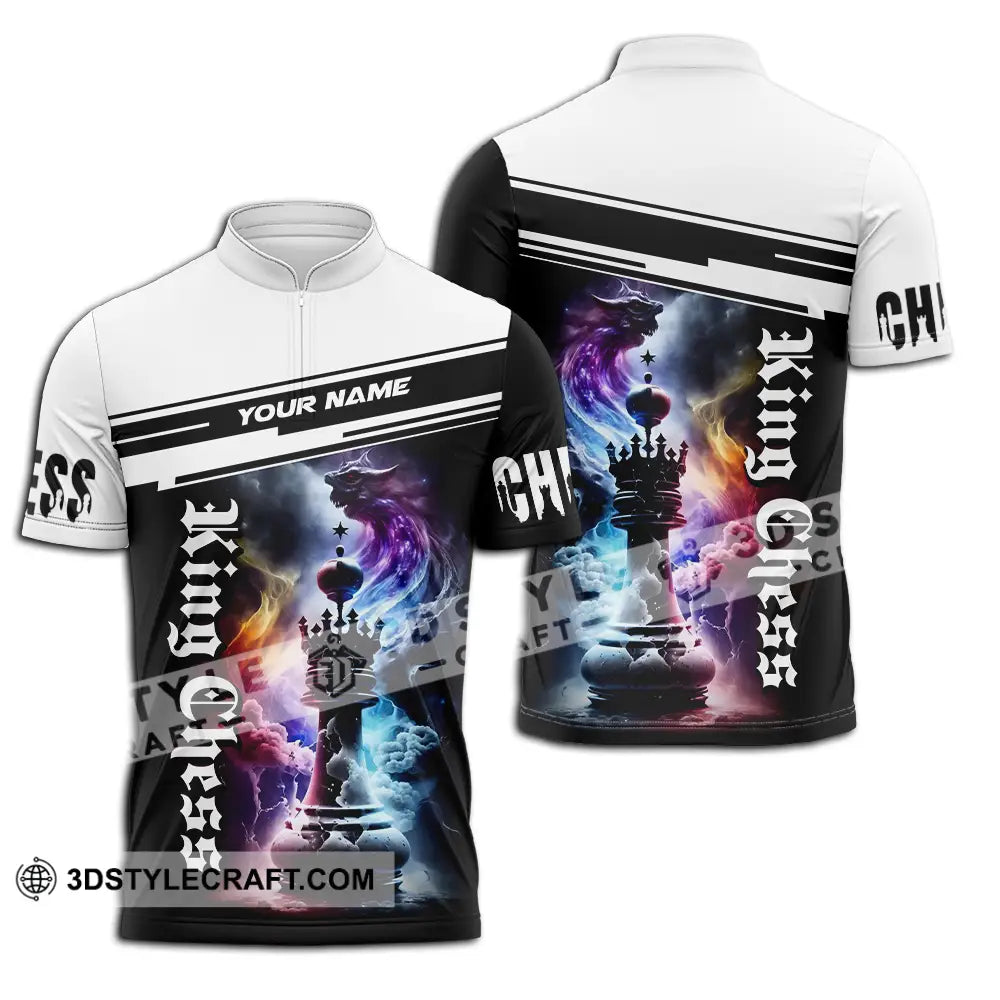 Unisex Shirt - Custom Text King Chess Zipper Polo / S T-Shirt